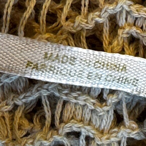 Free People Crochet Lace Sweater Beige Poppyseed Scoop Neck Raw Hem  Size Large - Picture 12 of 15